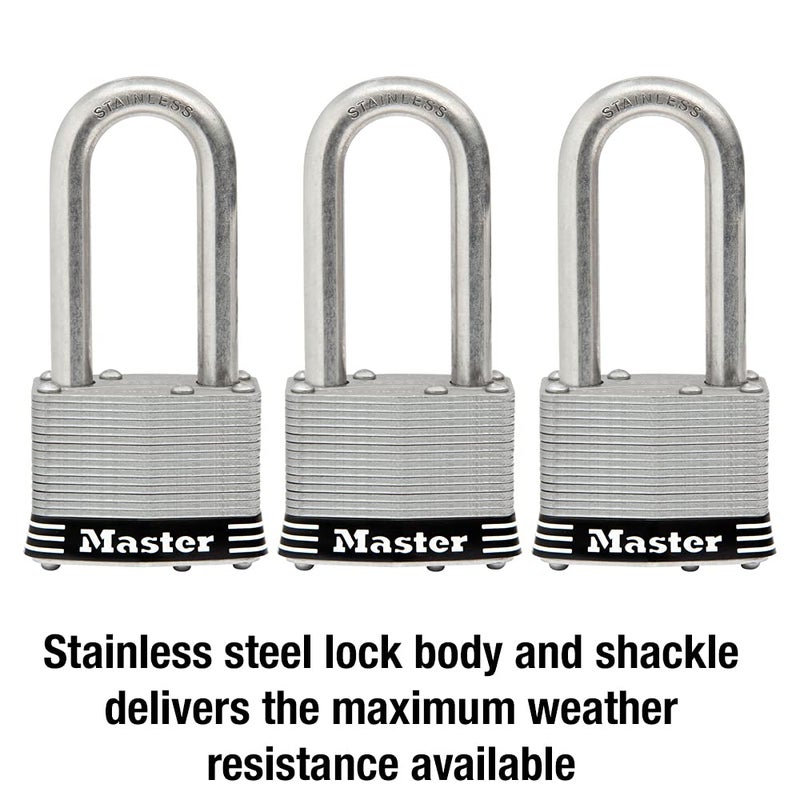 Master Lock 1SSTRILH Stainless Steel Outdoor Padlock with Key, 3 Pack Keyed-Alike - Image 3